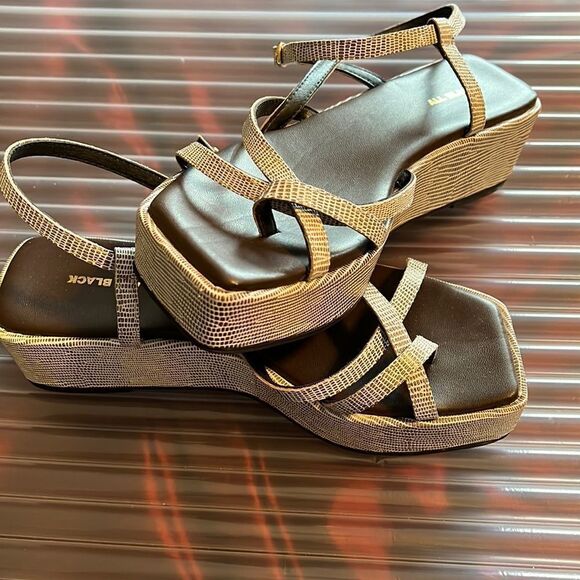 ALL BLACK platform strap sandals. White/black. Very light wear. EU 40.5 - Picture 1 of 7